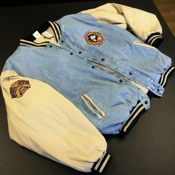Vintage Disney Mens Blue Mickey Mouse 1928 Varsity American Original Jacket XL - Picture 3 of 15